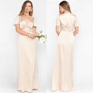 Show Me Your Mumu Rome Twist Gown Champagne Luxe Satin XL